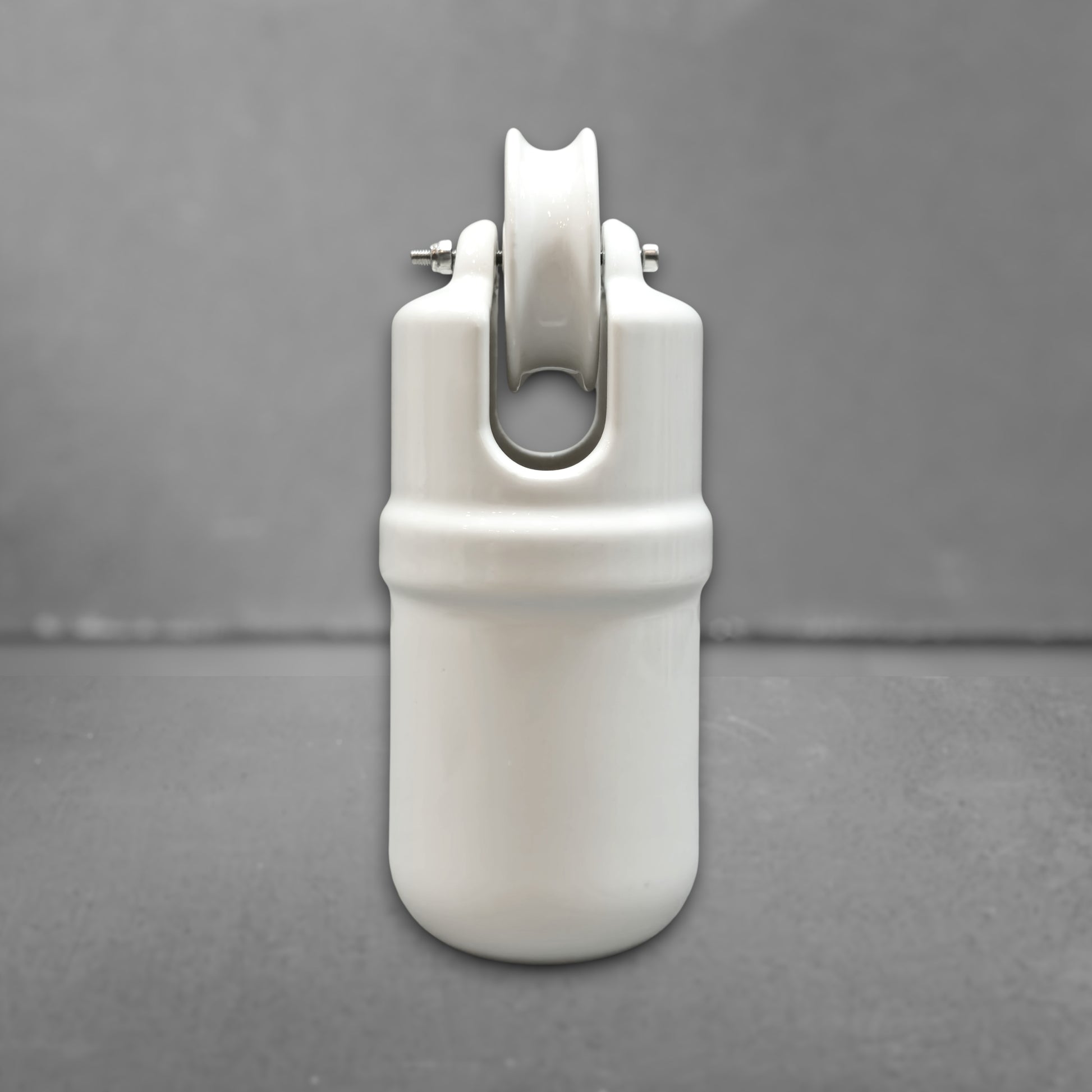 white porcelain counterweight for light fixture, side