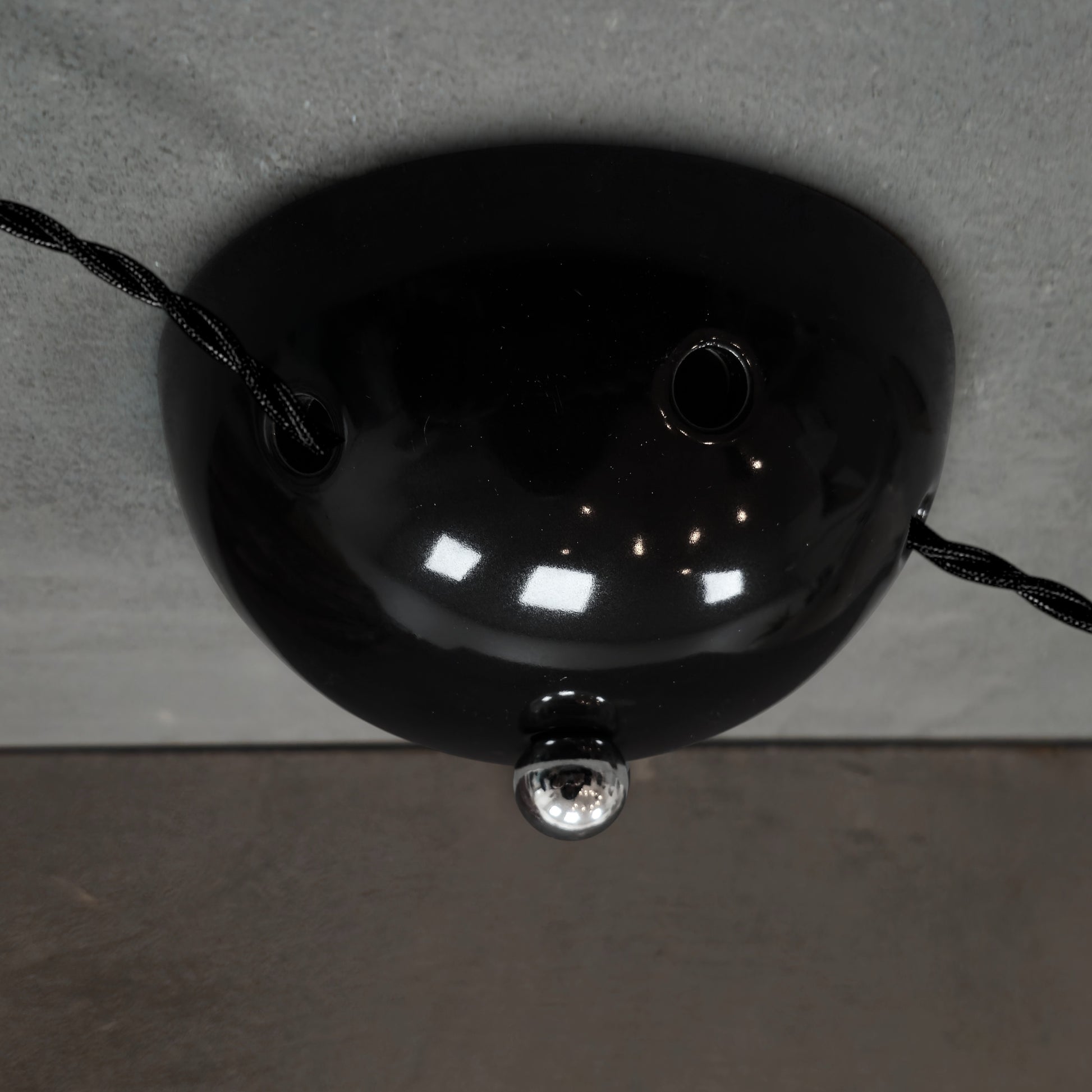 black porcelain multihole ceiling rose 125x65mm, angled