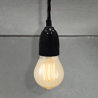 black porcelain hanging E27 lamp holder, 45x65mm