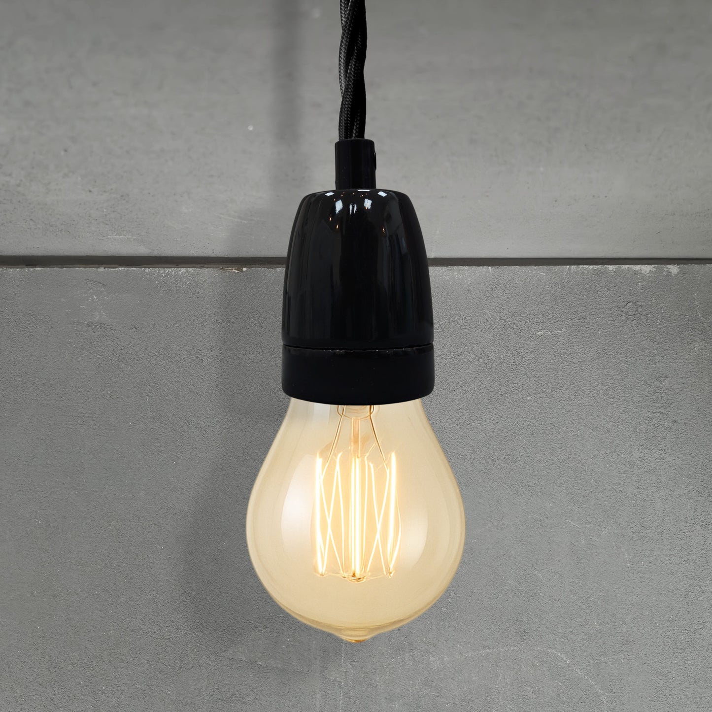 black porcelain hanging E27 lamp holder, 45x60mm