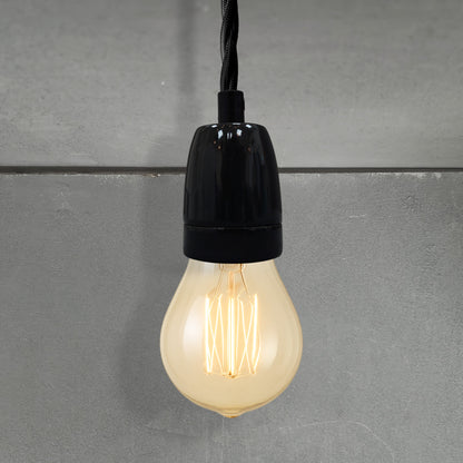 black porcelain hanging E27 lamp holder, 45x60mm