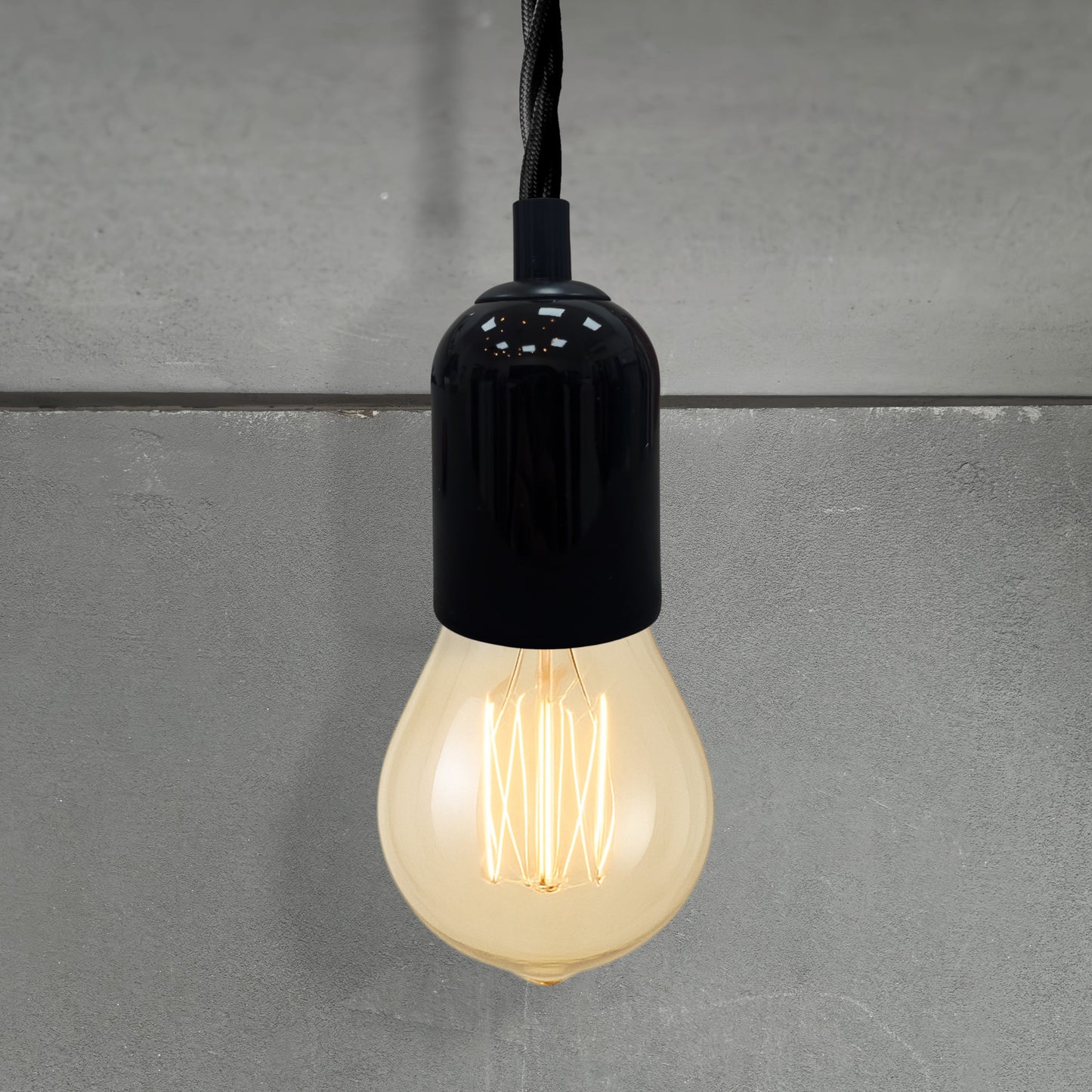 black porcelain hanging E27 lamp holder, 50x95mm