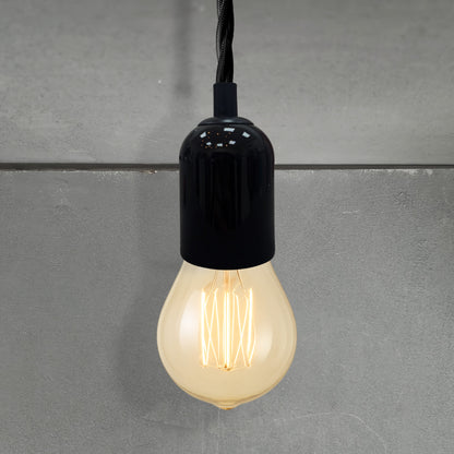 black porcelain hanging E27 lamp holder, 50x95mm