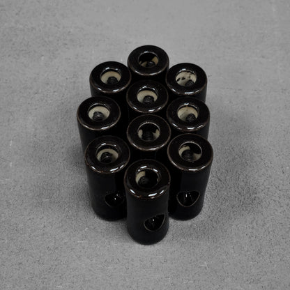 Black porcelain cable decentraliser, surface-mount, 10pcs
