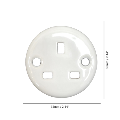Flush Mount UK Socket Cover in White Porcelain