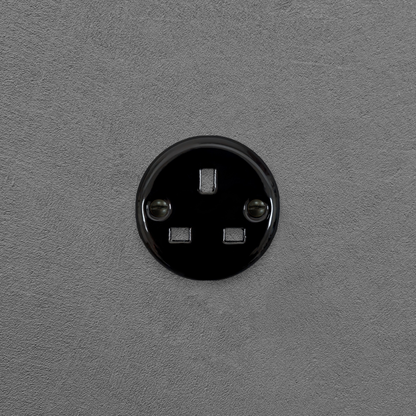 Flush Mount UK Socket Cover in Black Porcelain