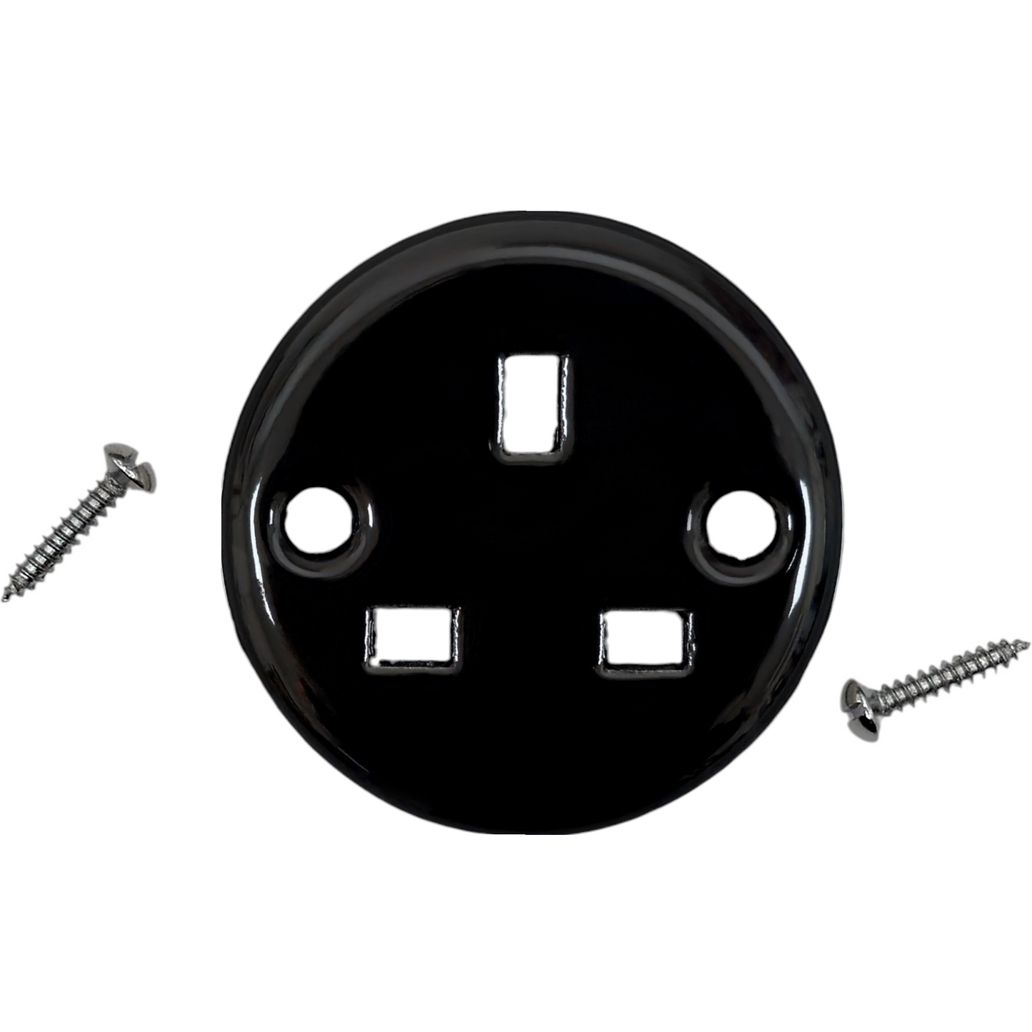 Flush Mount UK Socket Cover in Black Porcelain