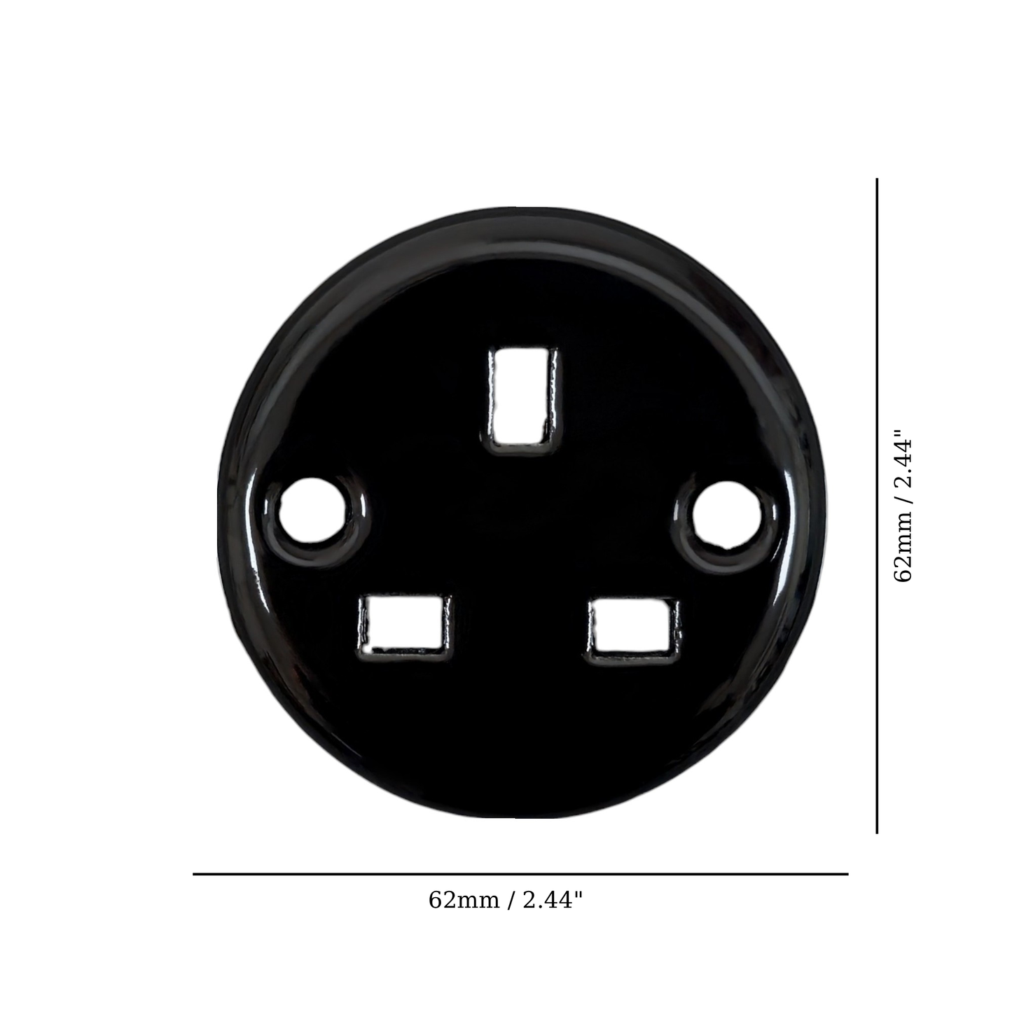 Flush Mount UK Socket Cover in Black Porcelain