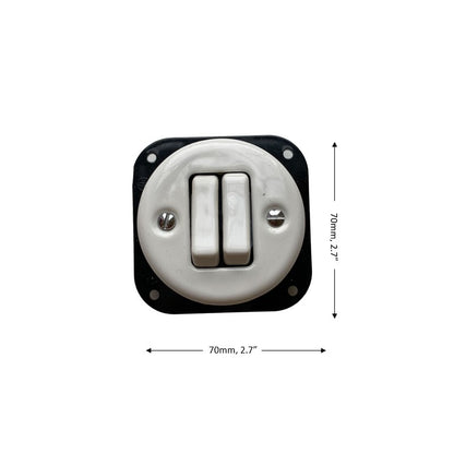 Light Switch Porcelain Loft Retro 2-gang Connection Inner Part Two-way Flush-Mounting Vintage Cottage Ceramic White