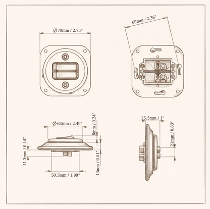 Flush Mount 1-Gang 2-Way Light Rocker Switch Insert - Single in White Porcelain