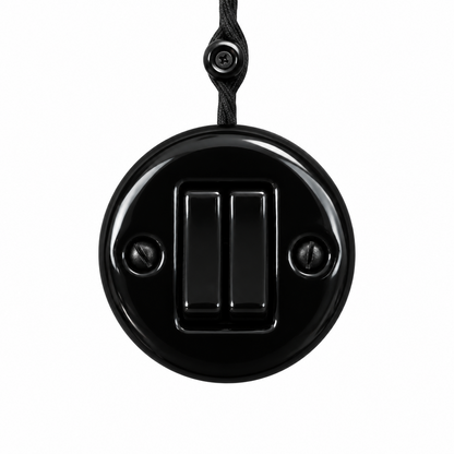 Surface Mount 2-Gang Rocker Roller Shutter Switch Insert - Black Porcelain