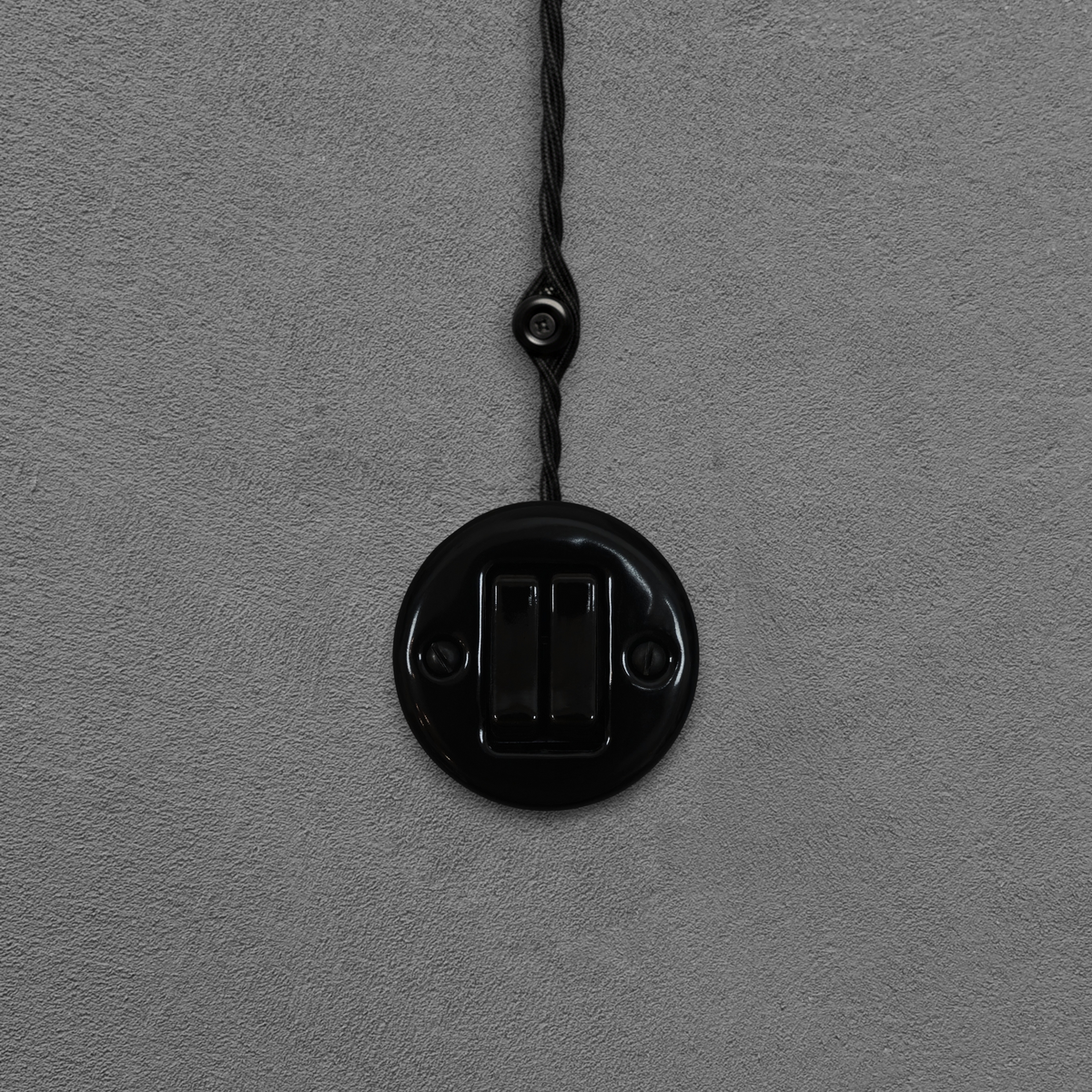 Surface Mount 2-Gang Rocker Roller Shutter Switch Insert - Black Porcelain