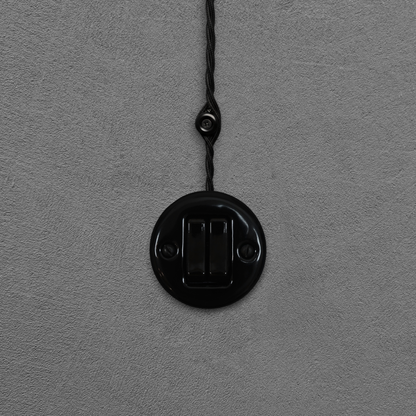 Surface Mount 2-Gang Rocker Roller Shutter Switch Insert - Black Porcelain