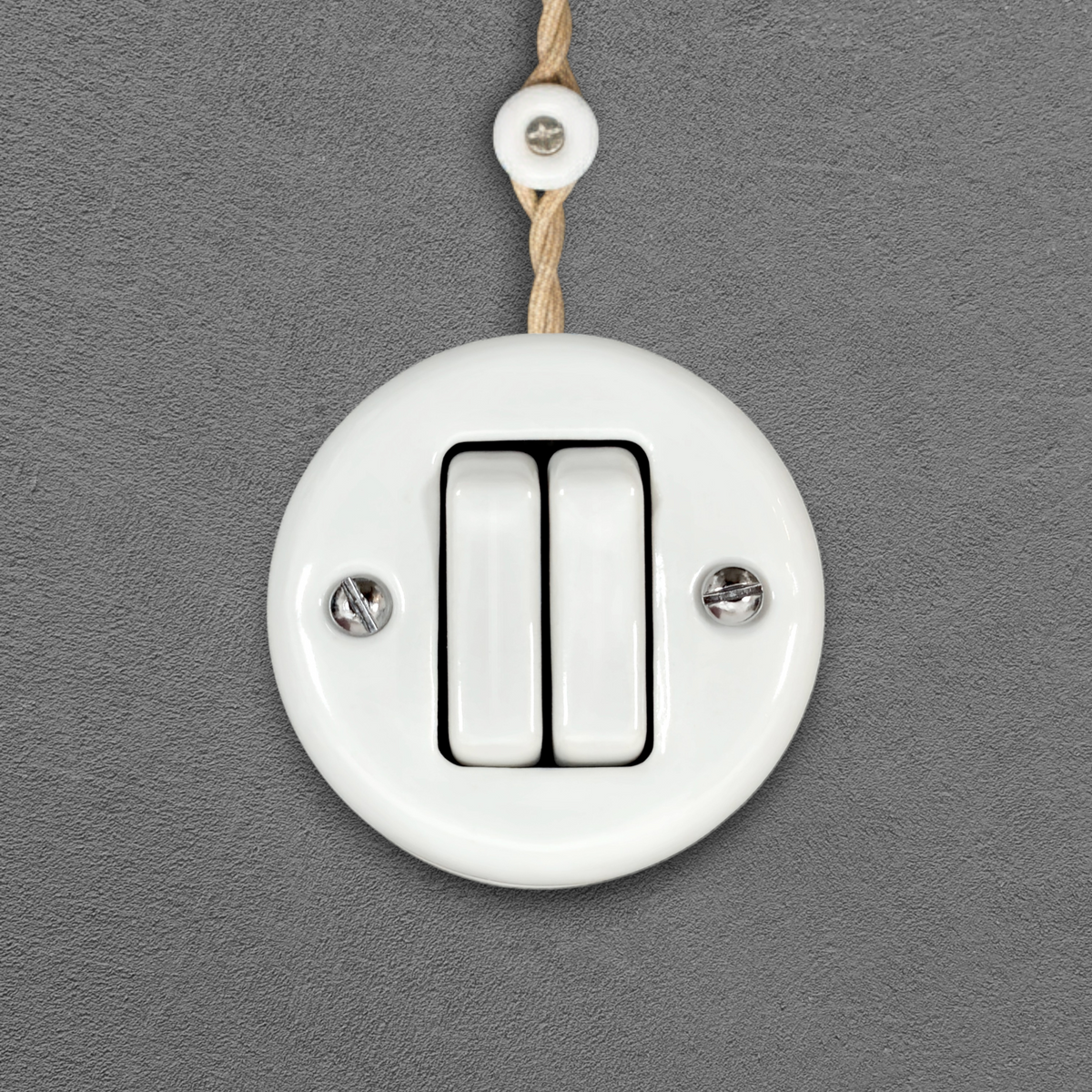 Surface Mount 2-Gang Rocker Roller Shutter Switch Insert - White Porcelain