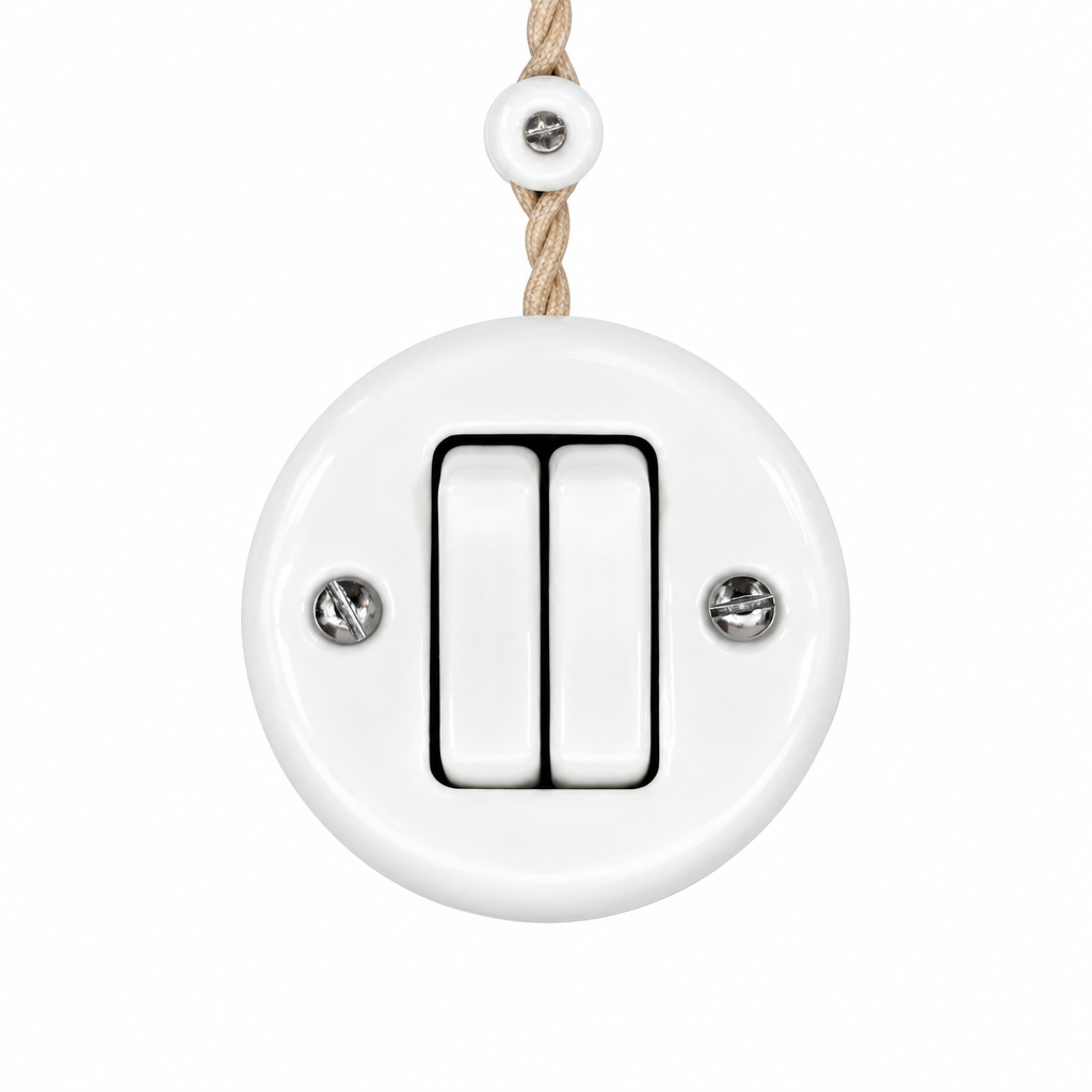 Surface Mount 2-Gang Rocker Roller Shutter Switch Insert - White Porcelain