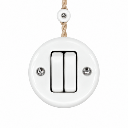 Surface Mount 2-Gang Rocker Roller Shutter Switch Insert - White Porcelain