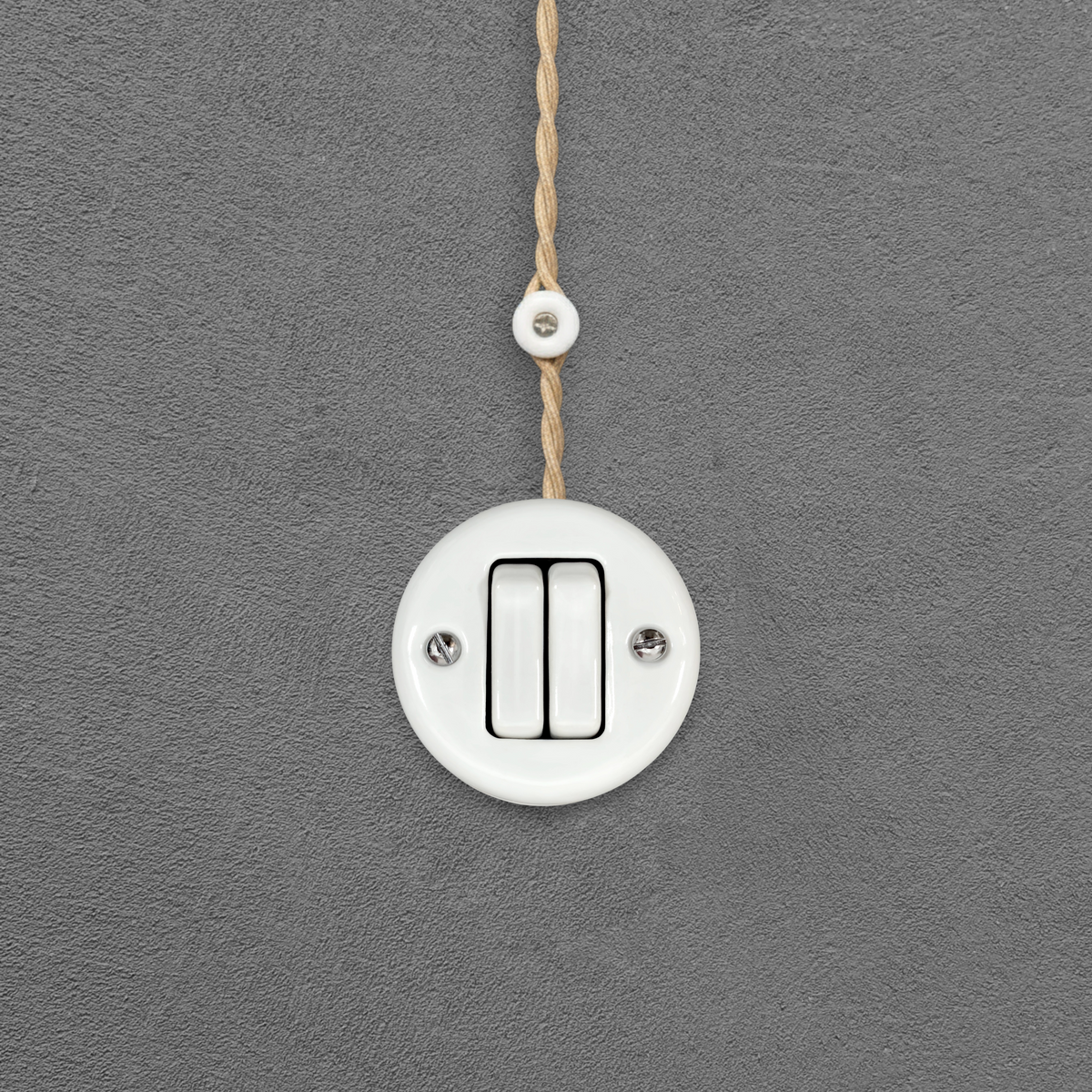 Surface Mount 2-Gang Rocker Roller Shutter Switch Insert - White Porcelain