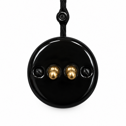 Surface Mount 2-Gang Toggle Roller Shutter Switch Insert - Black Porcelain