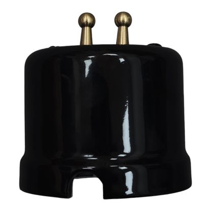Surface Mount 2-Gang Toggle Roller Shutter Switch Insert - Black Porcelain