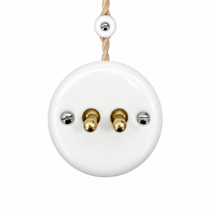 Surface Mount 2-Gang Toggle Roller Shutter Switch Insert - White Porcelain