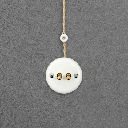 Surface Mount 2-Gang Toggle Roller Shutter Switch Insert - White Porcelain