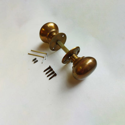Door Handel Brass Door Knob Hollow Handle Antique Retro Cottage Rounded Shape Aged Bronze Gold