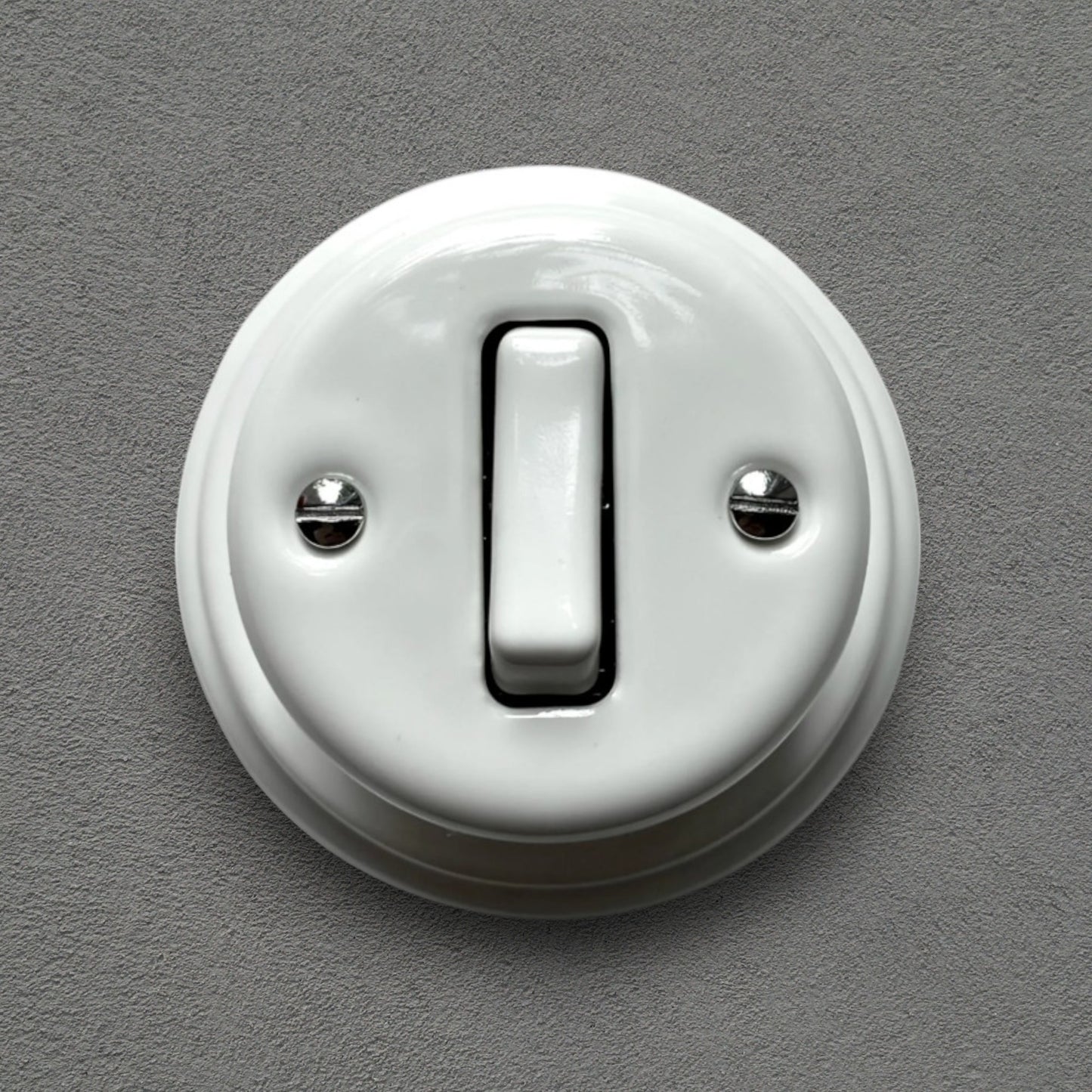 Surface-Mounting 1 Gang Two-Way Light Switch Porcelain Loft Retro Vintage Cottage Ceramic White