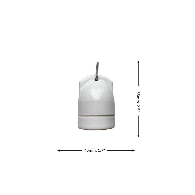 Hanging Lamp Holder Porcelain E27 Hanging Vintage Loft Retro Cottage Ceramic White