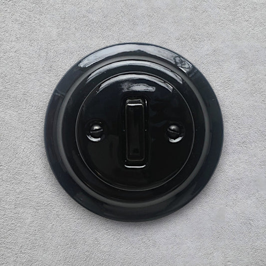Light Switch Porcelain Loft Retro 1-gang Two-way Flush-Mounting Vintage Cottage Ceramic Black
