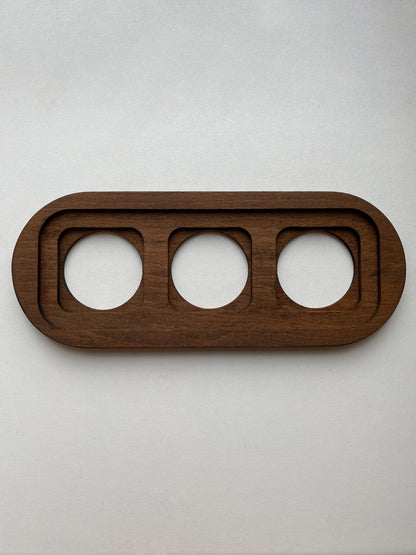 Wooden Loft Retro Triple Socket Frame For Flush Mounted Series Vintage Cottage Dark Wood