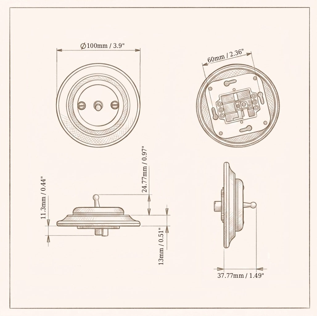 Flush Mount 1-Gang 2-Way Toggle Doorbell Switch - Single in White Porcelain