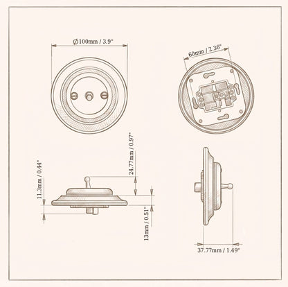 Flush Mount 1-Gang 2-Way Toggle Doorbell Switch - Single in White Porcelain