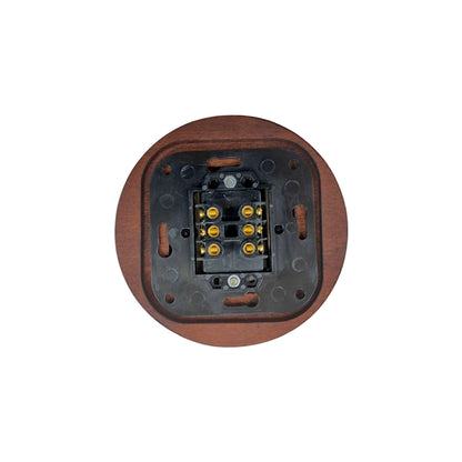 Wooden Frame Porcelain Light Switch Loft Retro 2-gang Two-way Flush-Mounting Vintage Cottage Black Ceramic