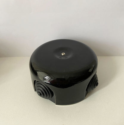 Porcelain Junction Box Loft Retro Cottage Ceramic Vintage Surface Mounting Black D90 x H45mm Black