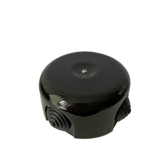 Porcelain Junction Box Loft Retro Cottage Ceramic Vintage Surface Mounting Black D90 x H45mm Black