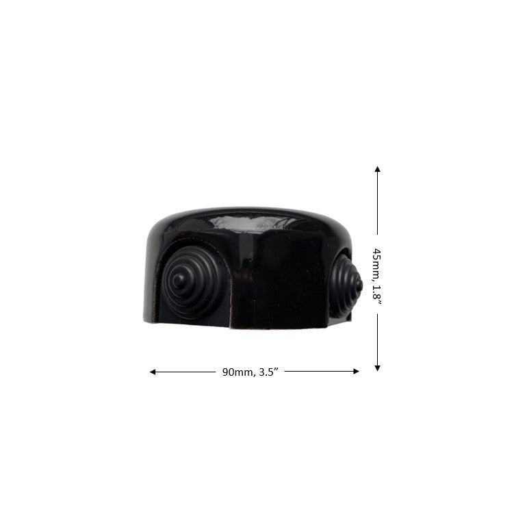 Porcelain Junction Box Loft Retro Cottage Ceramic Vintage Surface Mounting Black D90 x H45mm Black