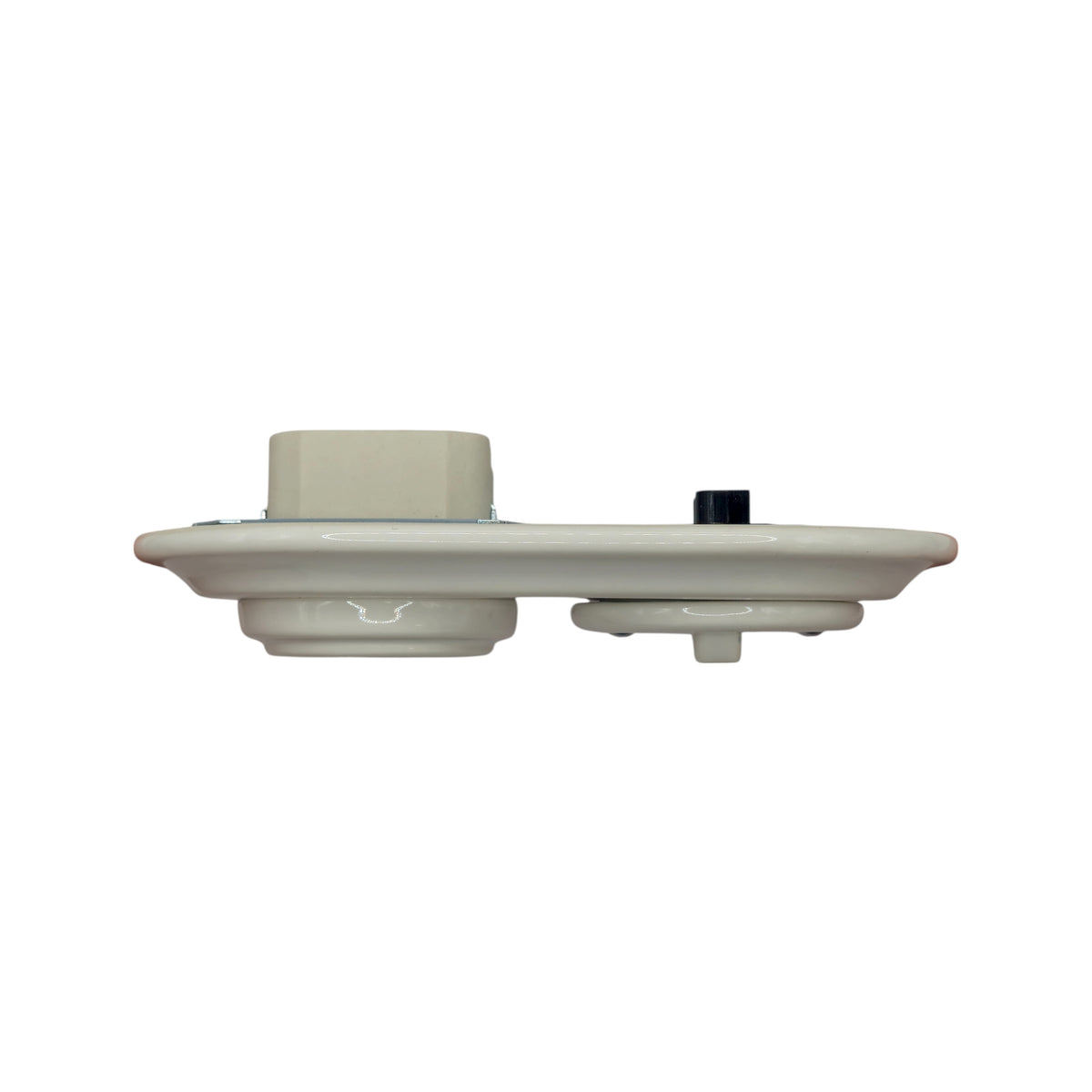 Flush Mount French (Type E) Socket + Rocker Light Switch SET with Earth Pin in White Porcelain