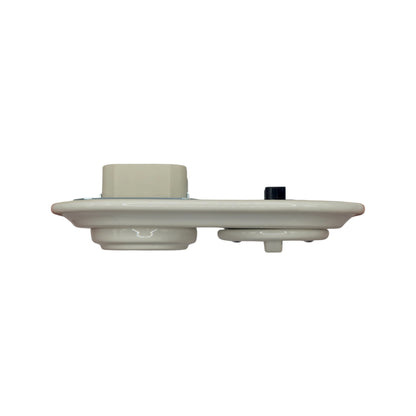 Flush Mount French (Type E) Socket + Rocker Light Switch SET with Earth Pin in White Porcelain