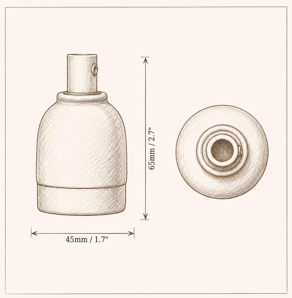 Hanging E27 Lamp Holder in White Porcelain (W45 x H65mm)