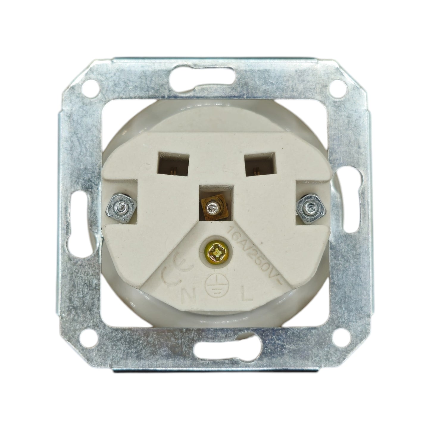 Single white French porcelain socket insert, flush-mount, back