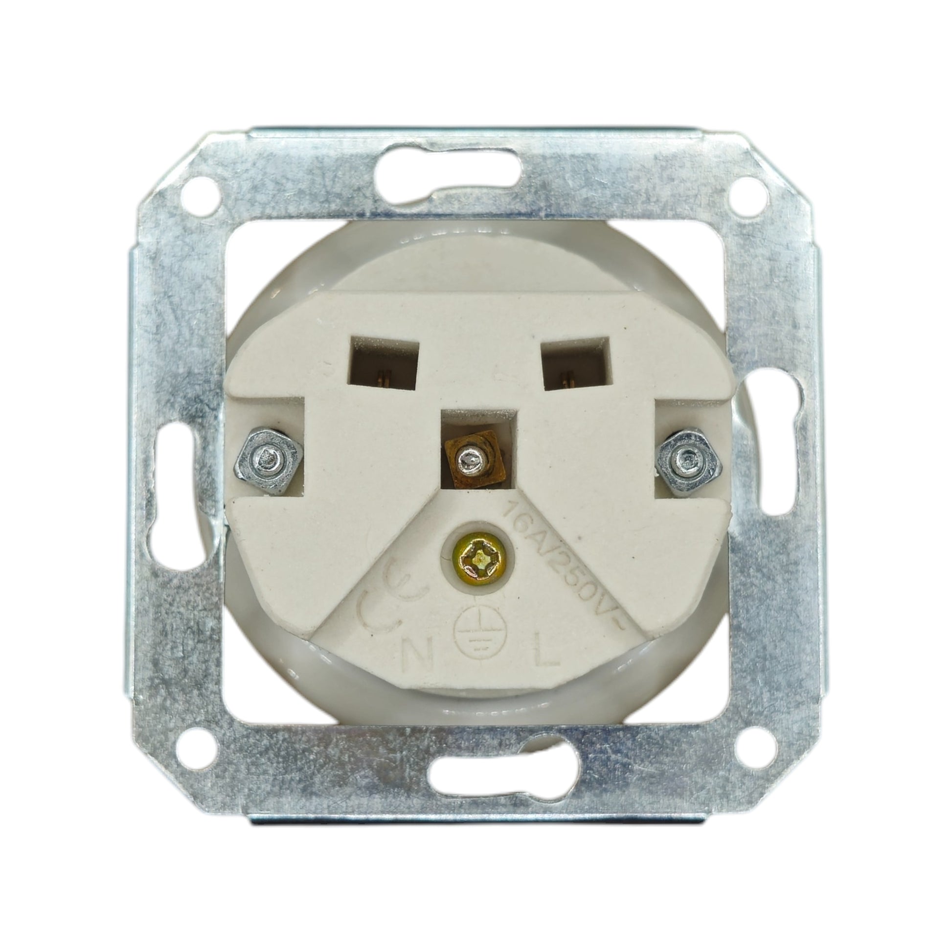 Single white French porcelain socket insert, flush-mount, back