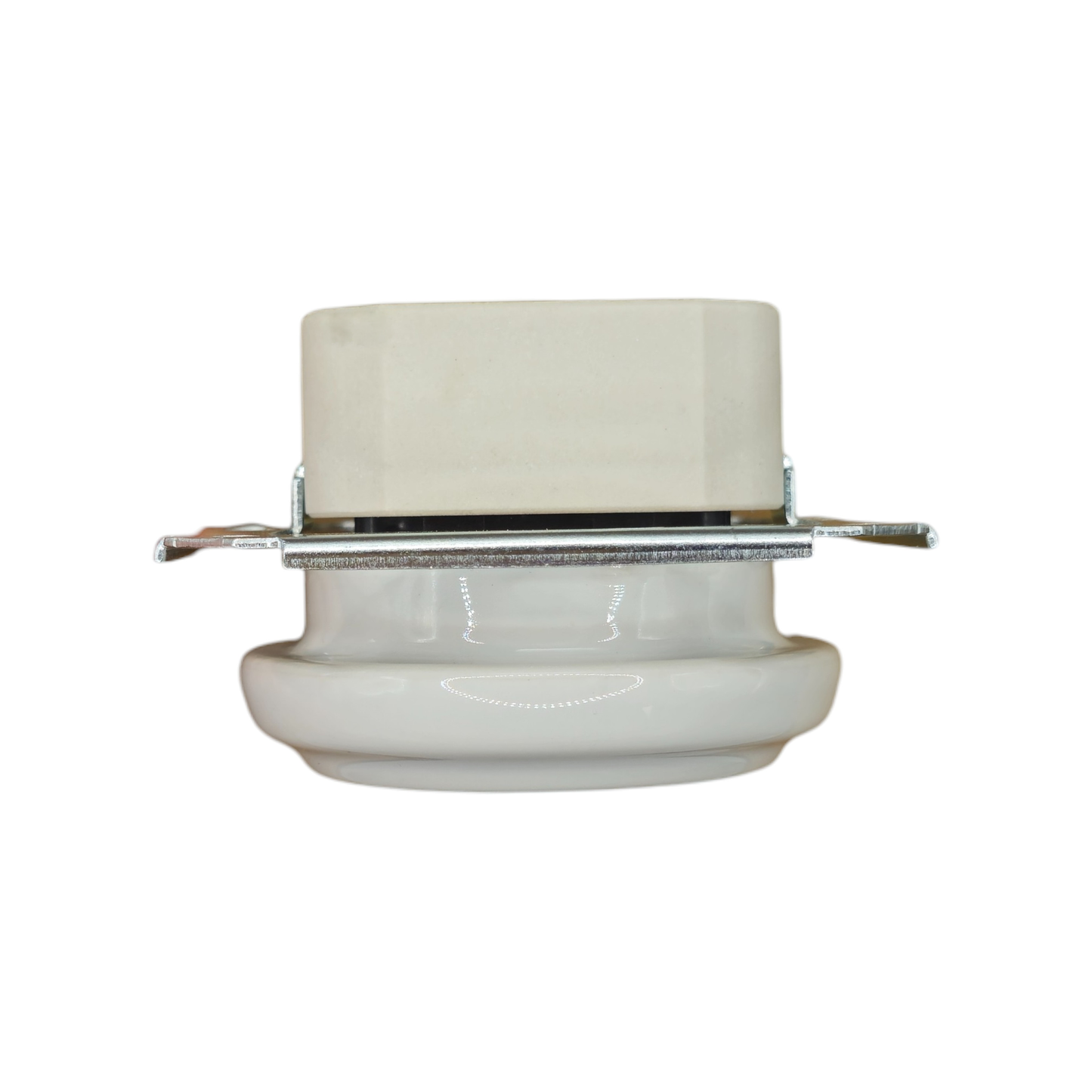 Single white French porcelain socket insert, flush-mount, angled