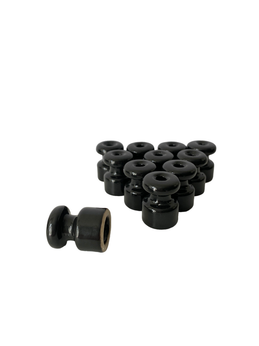 10 Pieces Porcelain Insulators For Surface Mounting Vintage Loft Retro Cottage Ceramic Black