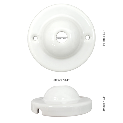 Surface Mount Dome Shaped Ceiling Rose in White Porcelain (D80 x H30mm)
