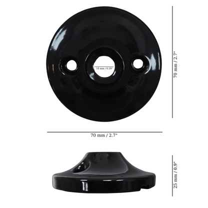 Surface Mount Cone Shaped Ceiling Rose in Black Porcelain (D70 x H25mm)