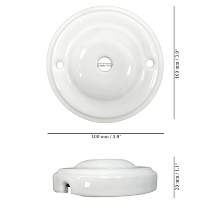 Surface Mount Big Dome Shaped Ceiling Rose - 100x100x28mm | Porcelain