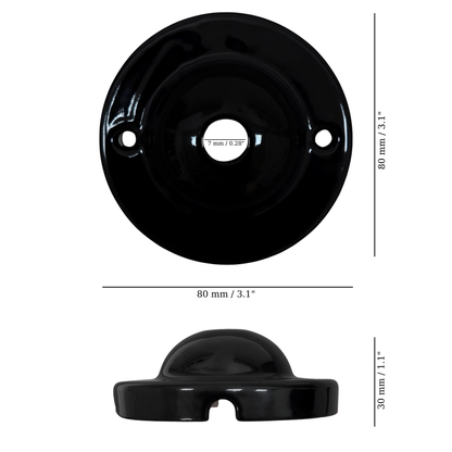 Surface Mount Dome Shaped Ceiling Rose in Black Porcelain (D80 x H30mm)
