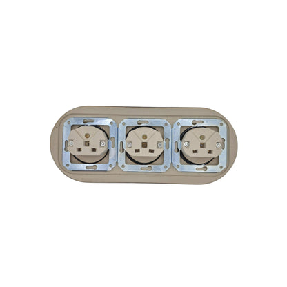 Triple Power Porcelain Socket – Retro Loft Style | Vintage Design, Flush-Mounted, French Socket in Black Ceramic