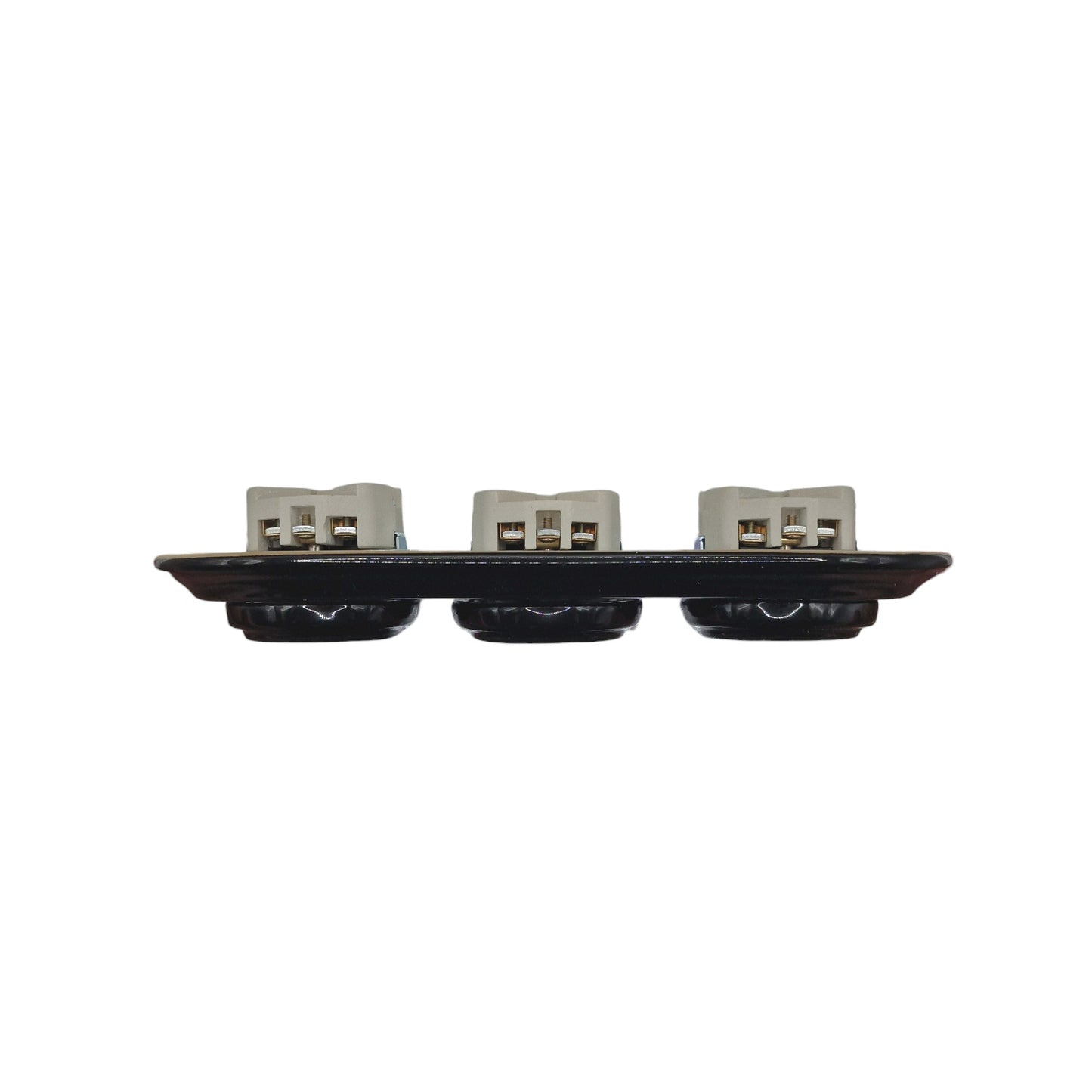 Triple Power Porcelain Socket – Retro Loft Style | Vintage Design, Flush-Mounted, French Socket in Black Ceramic