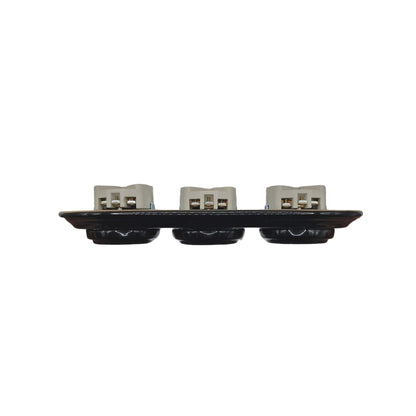Triple Power Porcelain Socket – Retro Loft Style | Vintage Design, Flush-Mounted, French Socket in Black Ceramic